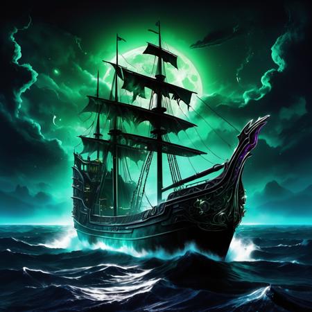 00875-[number]-3687524743-((best quality)), ((masterpiece)), ((realistic,digital art)), (hyper detailed),DonMD34thM4g1cXL, magical,eerie,  Sea Ship (Adven.png